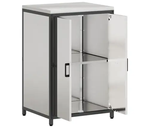 Virtuves Uzglabāšanas Skapis Ar Plauktu Sudraba 60 X 50 X 92 Cm Vidaxl