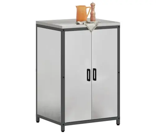 Virtuves Uzglabāšanas Skapis Ar Plauktu Sudraba 60 X 50 X 92 Cm Vidaxl