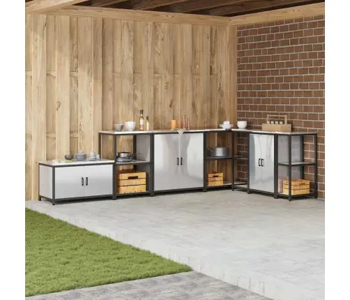 Virtuvės Saugojimas Su Lentyna Sidabro 60 X 50 X 92 Cm Plienas