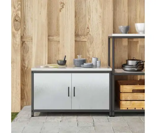 Virtuvės Saugojimas Su Lentyna Sidabro 60 X 50 X 92 Cm Plienas