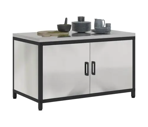 Virtuvės Saugojimas Su Lentyna Sidabro 60 X 50 X 92 Cm Plienas