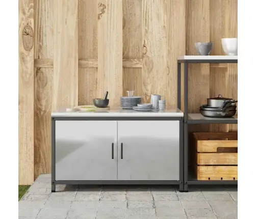 Virtuves Uzglabāšanas Skapis Ar Plauktu Sudraba 60 X 50 X 92 Cm Vidaxl