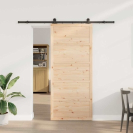 Slīdošās Durvis Brūna 100 X 208 Cm Priedes Masīvkoks Vidaxl