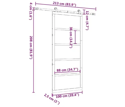 Slīdošās Durvis Brūna 100 X 208 Cm Priedes Masīvkoks Vidaxl