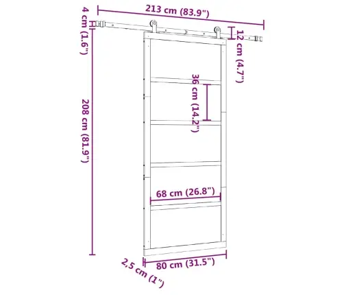 Slīdošās Durvis Brūna 80 X 208 Cm Priedes Masīvkoks Vidaxl
