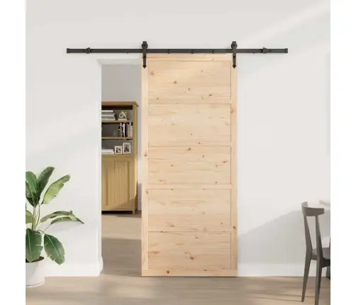 Slīdošās Durvis Brūna 100 X 208 Cm Priedes Masīvkoks Vidaxl