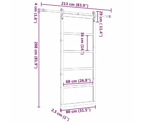 Slīdošās Durvis Brūna 80 X 208 Cm Priedes Masīvkoks Vidaxl