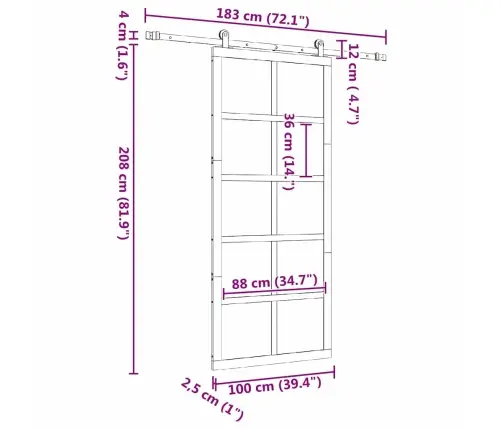 Slīdošās Durvis Brūna 100 X 208 Cm Priedes Masīvkoks Vidaxl
