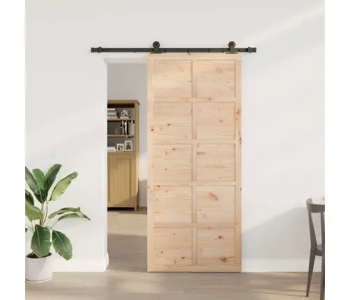 Slīdošās Durvis Brūna 80 X 208 Cm Priedes Masīvkoks Vidaxl