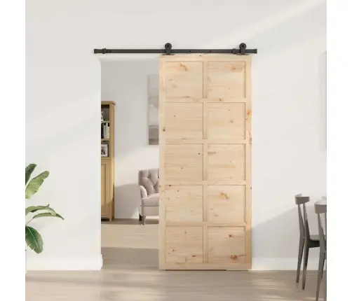 Slīdošās Durvis Brūna 80 X 208 Cm Priedes Masīvkoks Vidaxl