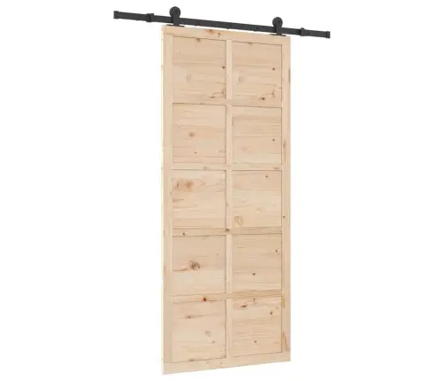 Slīdošās Durvis Brūna 80 X 208 Cm Priedes Masīvkoks Vidaxl