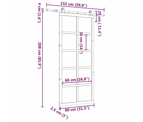 Slīdošās Durvis Brūna 80 X 208 Cm Priedes Masīvkoks Vidaxl