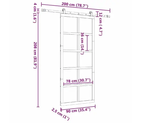 Slīdošās Durvis Brūna 90 X 208 Cm Priedes Masīvkoks Vidaxl
