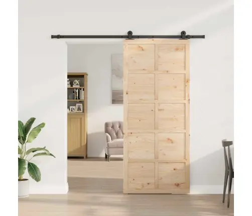 Slīdošās Durvis Brūna 90 X 208 Cm Priedes Masīvkoks Vidaxl