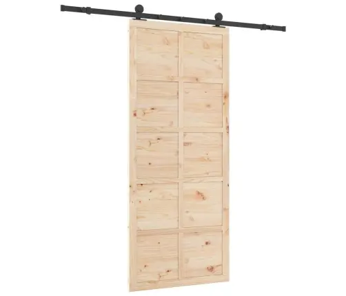 Slīdošās Durvis Brūna 90 X 208 Cm Priedes Masīvkoks Vidaxl