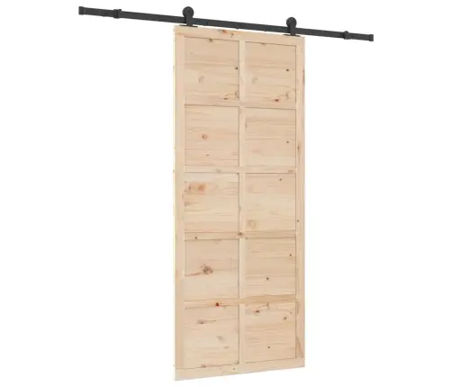 Slīdošās Durvis Brūna 90 X 208 Cm Priedes Masīvkoks Vidaxl
