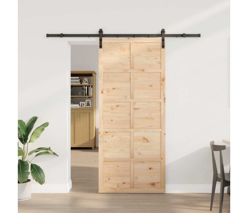Slīdošās Durvis Brūna 90 X 208 Cm Priedes Masīvkoks Vidaxl