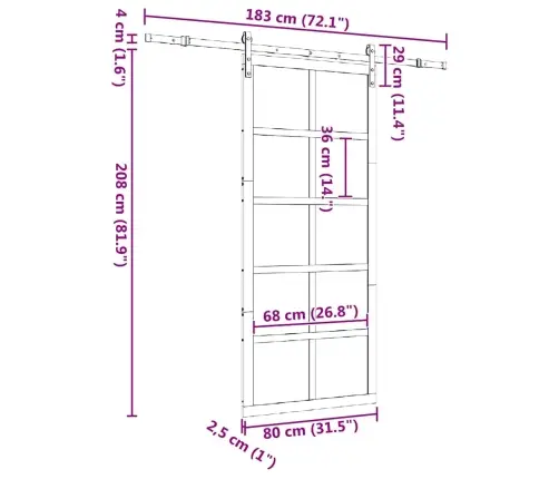 Slīdošās Durvis Brūna 80 X 208 Cm Priedes Masīvkoks Vidaxl