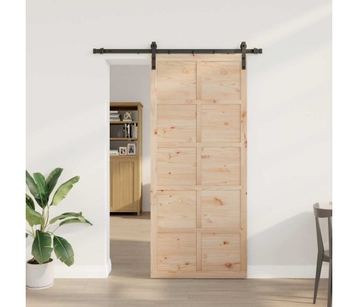 Slīdošās Durvis Brūna 80 X 208 Cm Priedes Masīvkoks Vidaxl