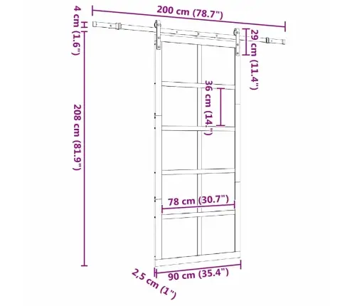 Slīdošās Durvis Brūna 90 X 208 Cm Priedes Masīvkoks Vidaxl