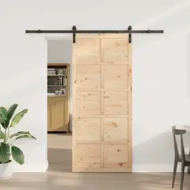 Slīdošās Durvis Brūna 80 X 208 Cm Priedes Masīvkoks Vidaxl