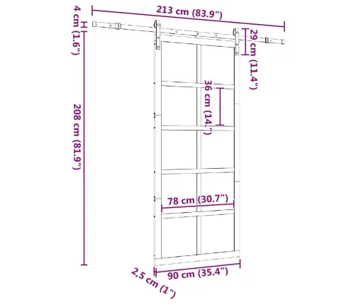 Slīdošās Durvis Brūna 90 X 208 Cm Priedes Masīvkoks Vidaxl