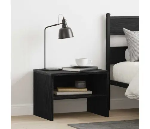 Nakts Skapītis Melns Ozols 40 X 30 X 30 Cm Inženierijas Koks Vidaxl