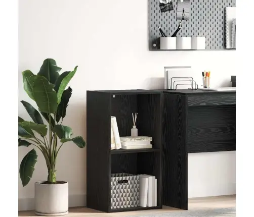 Grāmatu Skapis Melns Ozols 40 X 30 X 77 Cm Inženierijas Koks Vidaxl