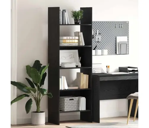 Knygų Spinta Juodas Ąžuolas 60 X 35 X 180 Cm Apdirbta Mediena