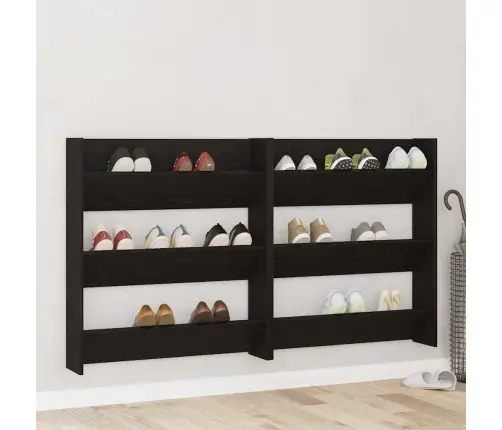 Sienas Apavu Skapji 2 Pcs Melns Ozols 60 X 18 X 60 Cm Vidaxl