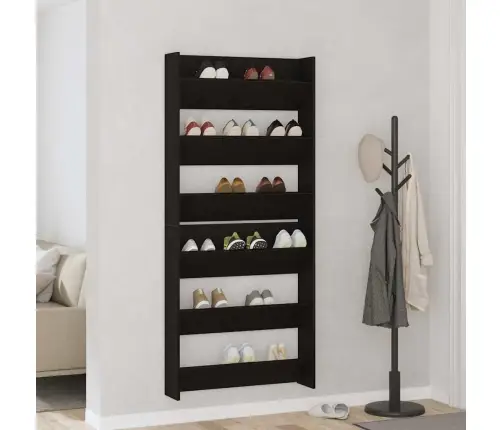 Sienas Apavu Skapji 2 Pcs Melns Ozols 60 X 18 X 60 Cm Vidaxl