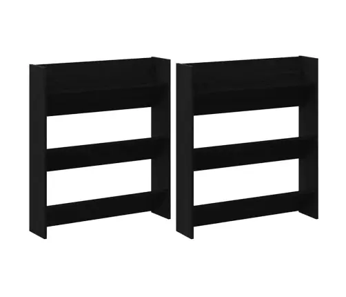 Sienas Apavu Skapji 2 Pcs Melns Ozols 60 X 18 X 60 Cm Vidaxl