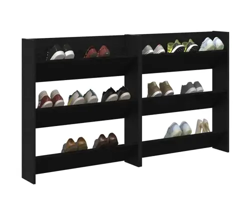 Sienas Apavu Skapji 2 Pcs Melns Ozols 60 X 18 X 60 Cm Vidaxl