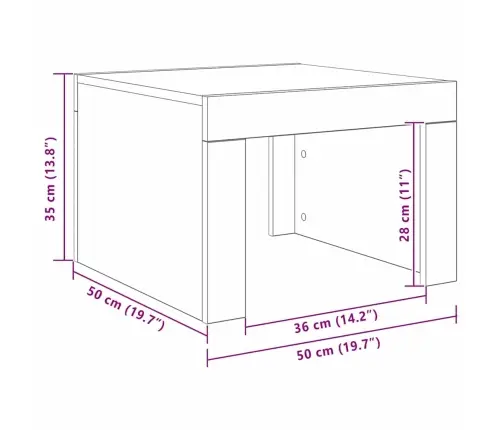 Kafijas Galdiņš Veca Koka 50 X 50 X 35 Cm Inženierijas Koks Vidaxl
