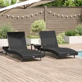 Sauļošanās Krēsli 3 Pcs Melna 40 X 40 X 40.5 Cm Poliratāns Vidaxl