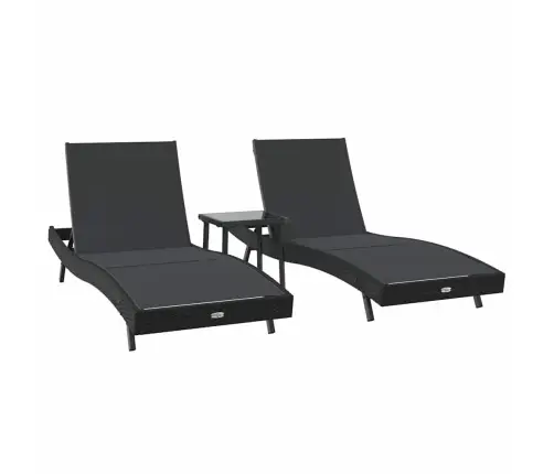 Sauļošanās Krēsli 3 Pcs Melna 40 X 40 X 40.5 Cm Vidaxl