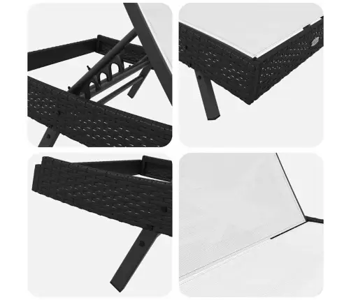 Sauļošanās Krēsli 3 Pcs Melns Un Balts 40 X 40 X 40.5 Cm Poliratāns