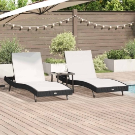 Saulės Gultai 3 Pcs Juoda Ir Balta 40 X 40 X 40.5 Cm