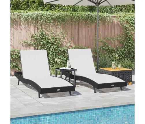 Sauļošanās Krēsli 3 Pcs Melns Un Balts 40 X 40 X 40.5 Cm Poliratāns