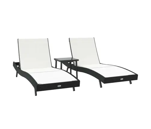 Sauļošanās Krēsli 3 Pcs Melns Un Balts 40 X 40 X 40.5 Cm Poliratāns