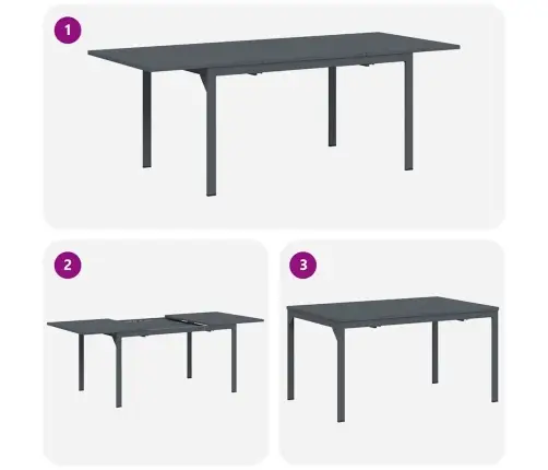 Pratęsimo Stalas 2 Pcs Antracitas 210 X 90 X 73 Cm Plienas