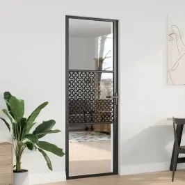 Siseuks Must 76 X 201.5 Cm Karastatud Klaas Ja Alumiinium