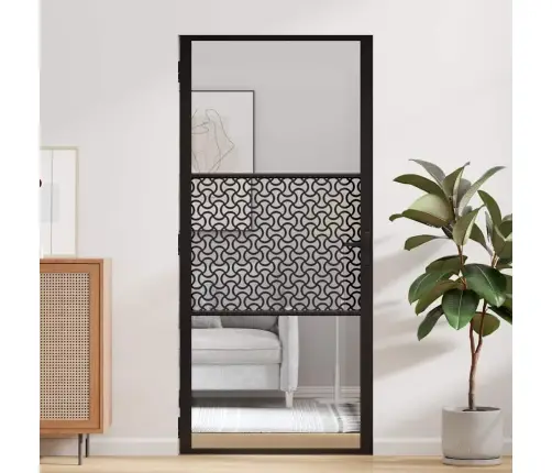 Vidaus Durys Juoda 93 X 201.5 Cm Grūdintas Stiklas Ir Aliuminis
