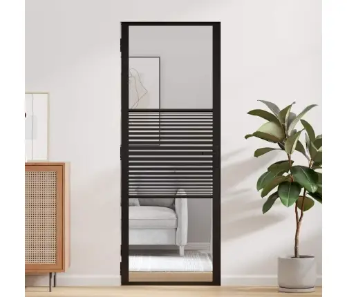 Vidaus Durys Juoda 76 X 201.5 Cm Grūdintas Stiklas Ir Aliuminis Vidaus Durys Juoda 76 X 201.5 Cm Grūdintas Stiklas Ir Aliuminis