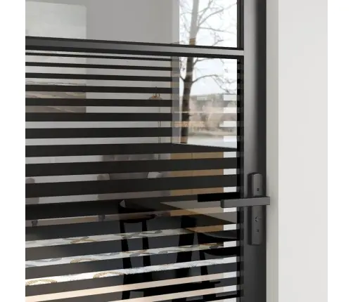 Vidaus Durys Juoda 76 X 201.5 Cm Grūdintas Stiklas Ir Aliuminis Vidaus Durys Juoda 76 X 201.5 Cm Grūdintas Stiklas Ir Aliuminis