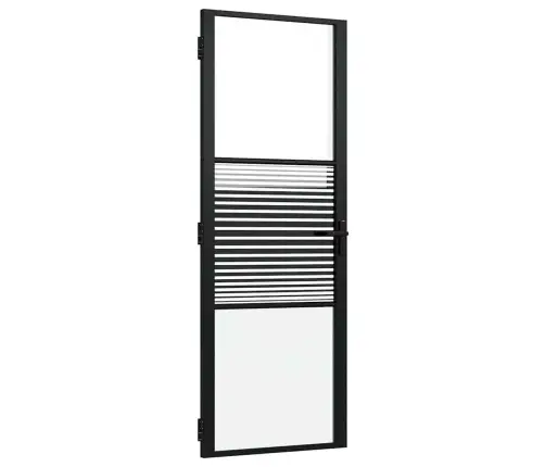 Vidaus Durys Juoda 76 X 201.5 Cm Grūdintas Stiklas Ir Aliuminis Vidaus Durys Juoda 76 X 201.5 Cm Grūdintas Stiklas Ir Aliuminis
