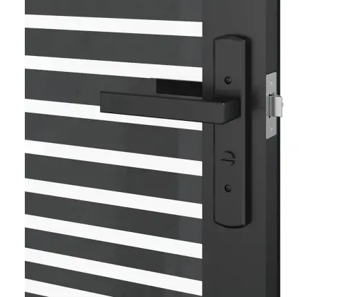 Vidaus Durys Juoda 83 X 201.5 Cm Grūdintas Stiklas Ir Aliuminis