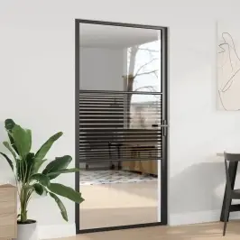 Siseuks Must 102.5 X 201.5 Cm Karastatud Klaas Ja Alumiinium