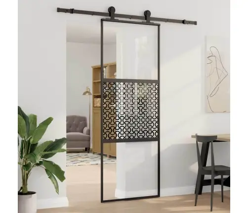 Klaasuks Jõhvisaega Töödeldud Must 90 X 2 X 205 Cm Alumiinium