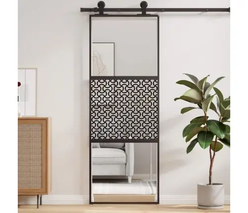 Klaasuks Jõhvisaega Töödeldud Must 90 X 2 X 205 Cm Alumiinium